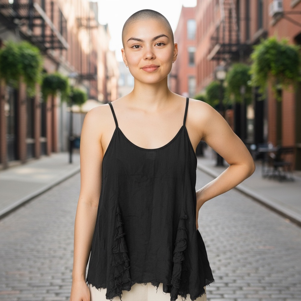 ❤️ Free People Intimately Black Ruffled Cami